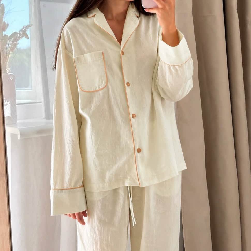 Ownkoti Minimal Cotton Pocketed Long Sleeve Pajama Set - image 2