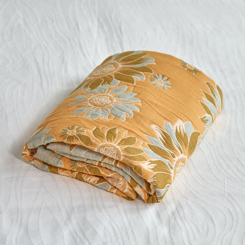 Ownkoti Vintage Orange Sunflower Cotton Blanket - image 3