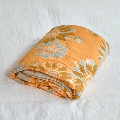 Ownkoti Vintage Orange Sunflower Cotton Blanket - image 3