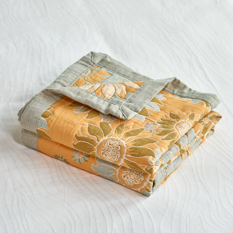 Ownkoti Vintage Orange Sunflower Cotton Blanket - image 4