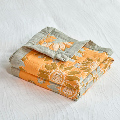 Ownkoti Vintage Orange Sunflower Cotton Blanket - image 4