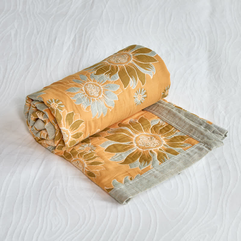 Ownkoti Vintage Orange Sunflower Cotton Blanket - image 5