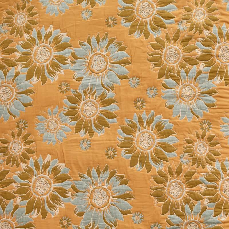 Ownkoti Vintage Orange Sunflower Cotton Blanket - image 6