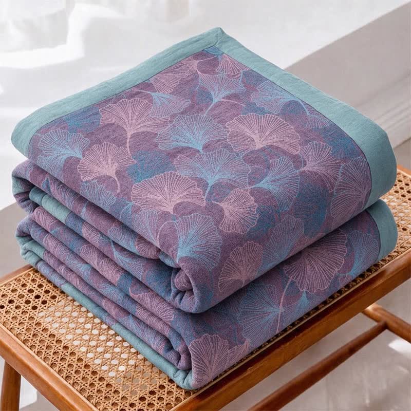 Ownkoti Retro Botanical Ginkgo Leaf Cotton Blanket - image 5