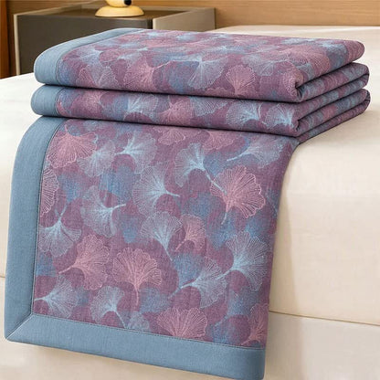 Ownkoti Retro Botanical Ginkgo Leaf Cotton Blanket - Purple - 90" x 92" - image 4