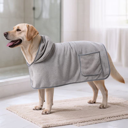 Ownkoti Solid Color Microfiber Dog Bath Robe - Gray - XL - image 4