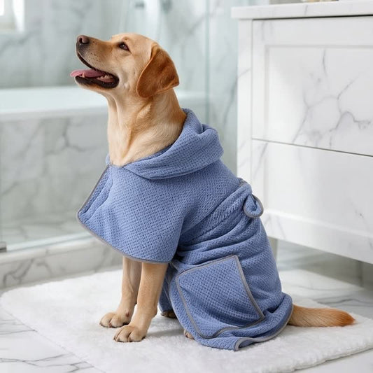 Ownkoti Solid Color Microfiber Dog Bath Robe - Blue - XL - image 0