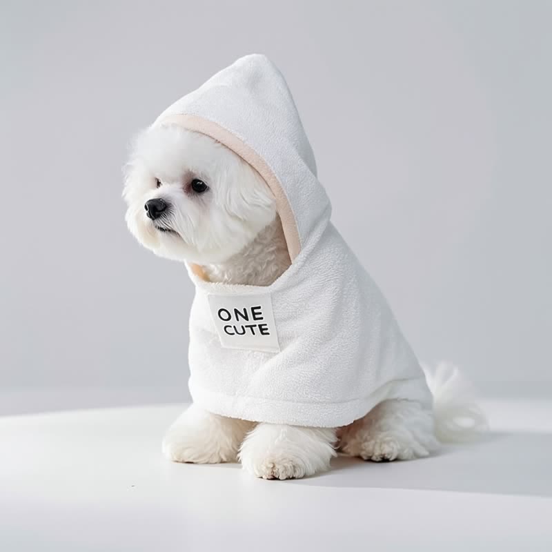 Ownkoti White Towel Cotton Hooded Dog Robe - image 1