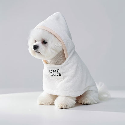 Ownkoti White Towel Cotton Hooded Dog Robe - image 1