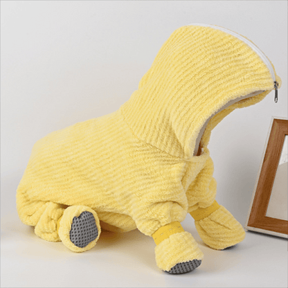 Ownkoti Yellow Striped Full‑Body Dog Bathrobe - image 1