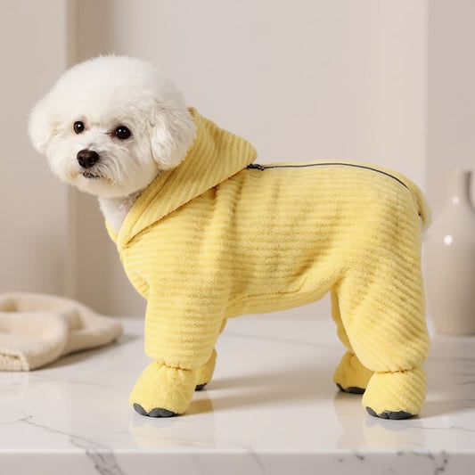 Ownkoti Yellow Striped Full‑Body Dog Bathrobe - Yellow - XL - image 0