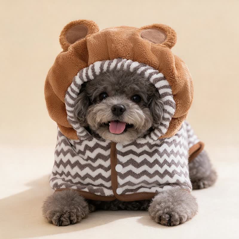 Ownkoti Grey Bear‑Ear Dog Bath Robe - image 1
