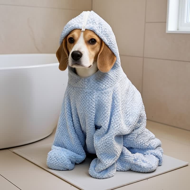 Ownkoti Blue Waffle‑Textured Dog Bath Robe - Blue - 3XL - image 0
