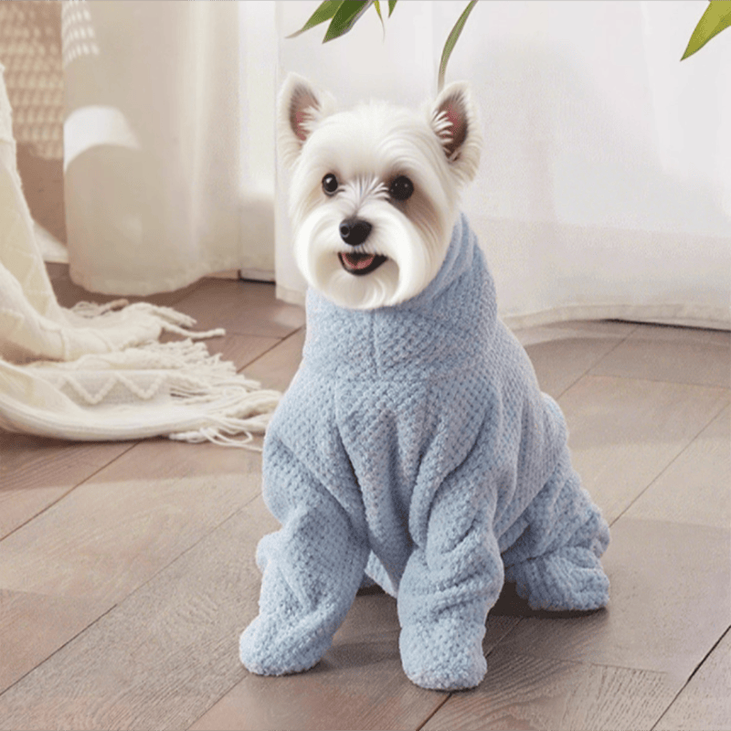 Ownkoti Blue Waffle‑Textured Dog Bath Robe - image 1