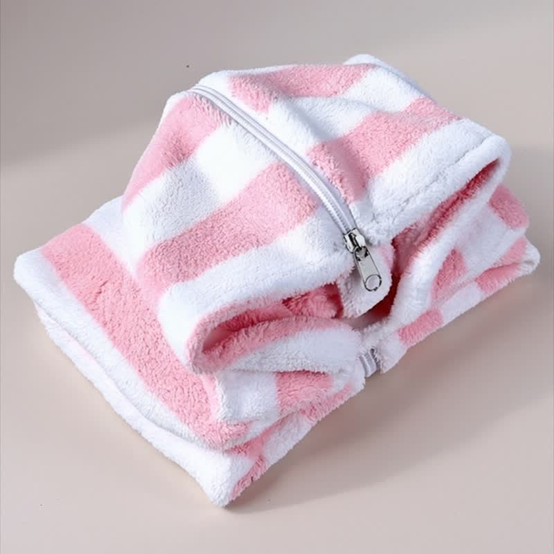 Ownkoti Pink‑White Striped Dog Bath Robe - image 3