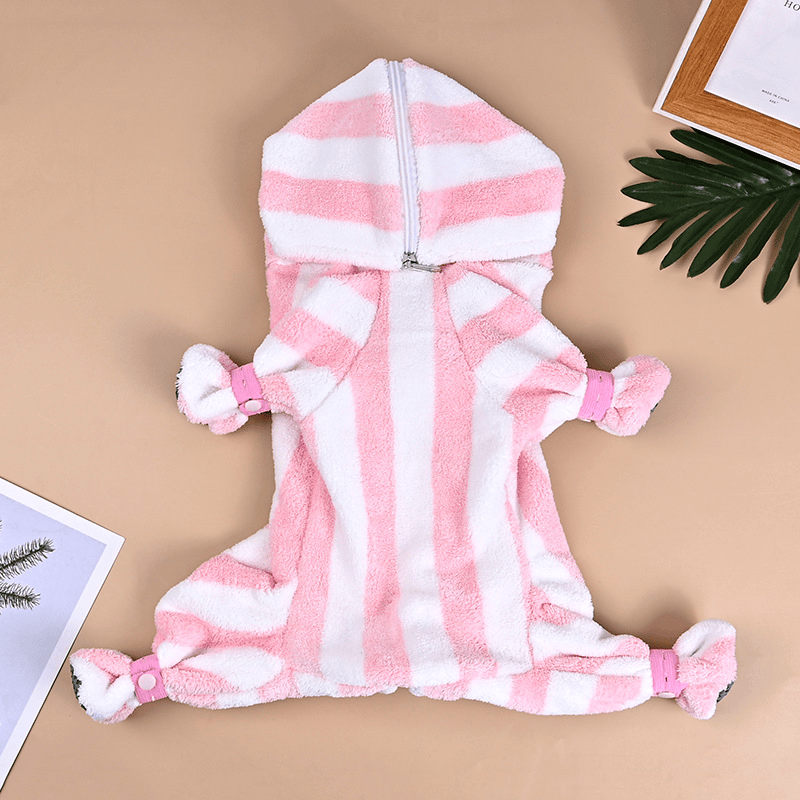 Ownkoti Pink‑White Striped Dog Bath Robe - image 4