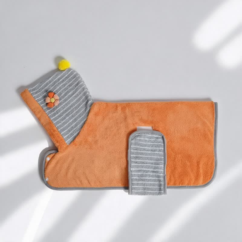 Ownkoti Orange Striped Flower Dog Bath Robe - image 2