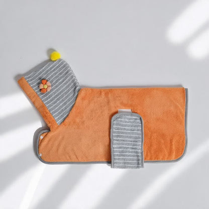 Ownkoti Orange Striped Flower Dog Bath Robe - image 2
