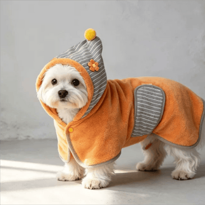 Ownkoti Orange Striped Flower Dog Bath Robe - image 1