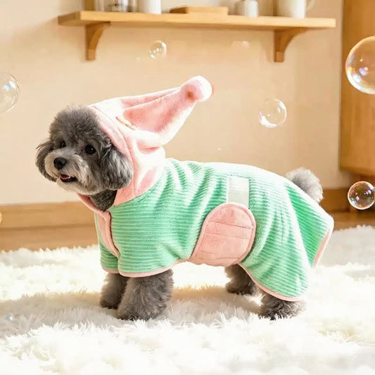 Ownkoti Mint‑Green Pink Contrast Flower Dog Bathrobe - Green - XL - image 0