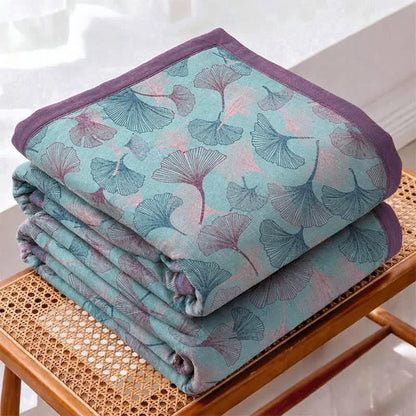 Ownkoti Retro Botanical Ginkgo Leaf Cotton Blanket - image 1