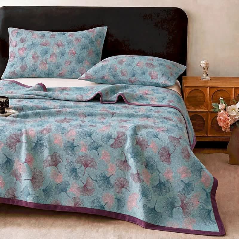 Ownkoti Retro Botanical Ginkgo Leaf Cotton Blanket - image 2