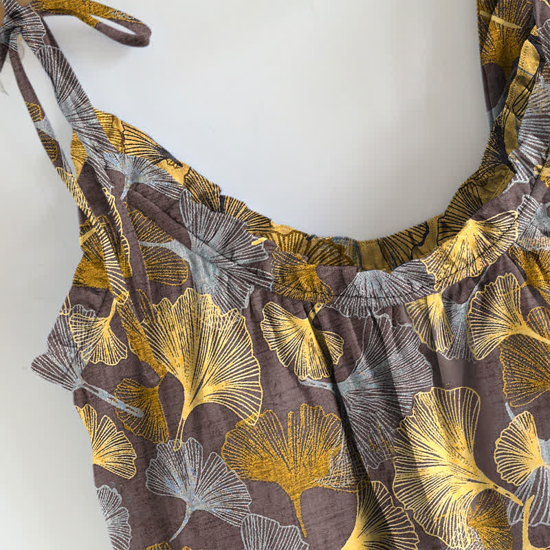 Ownkoti Retro Ginkgo‑Leaf Cotton Cami Lounge Set - image 6