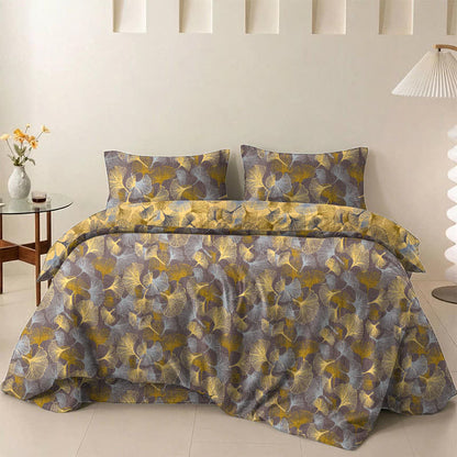 Ownkoti Retro Ginkgo Leaf Cotton Gauze Bedding Set - Light Brown - 2PCS Pillowcases - 20" x 37" - image 4