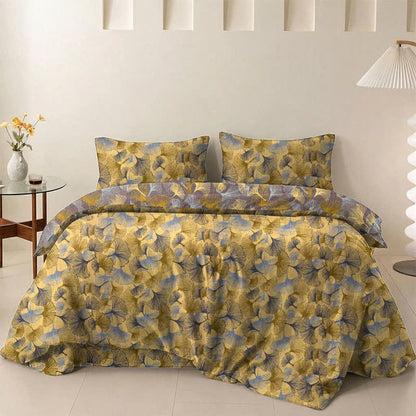 Ownkoti Retro Ginkgo Leaf Cotton Gauze Bedding Set - Yellow - 2PCS Pillowcases - 20" x 37" - image 0