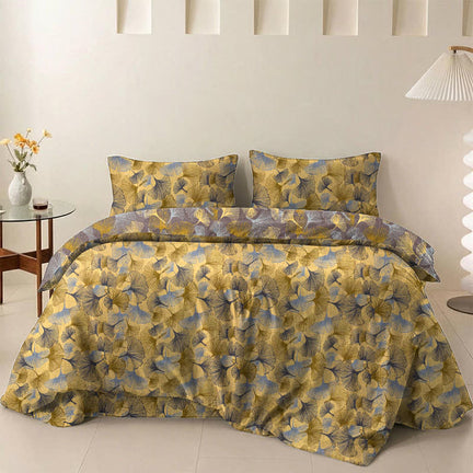 Ownkoti Retro Ginkgo Leaf Cotton Gauze Bedding Set - Yellow - 2PCS Pillowcases - 20" x 37" - image 0