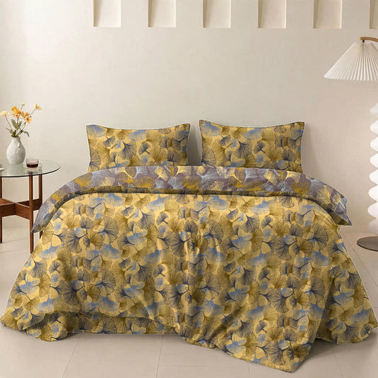 Ownkoti Retro Ginkgo Leaf Cotton Gauze Bedding Set - Yellow - 2PCS Pillowcases - 20" x 37" - image 0