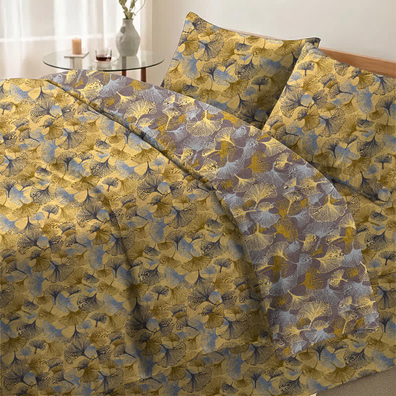 Ownkoti Retro Ginkgo Leaf Cotton Gauze Bedding Set - image 1