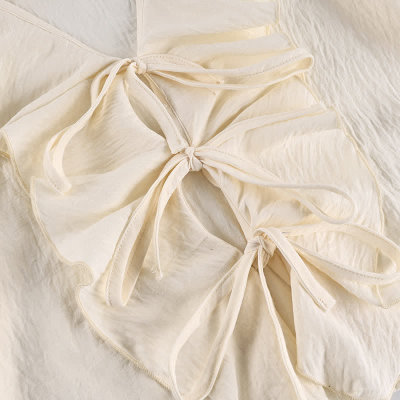 Ownkoti Romantic Ruffle Tie‑Front Loungewear Set - image 4