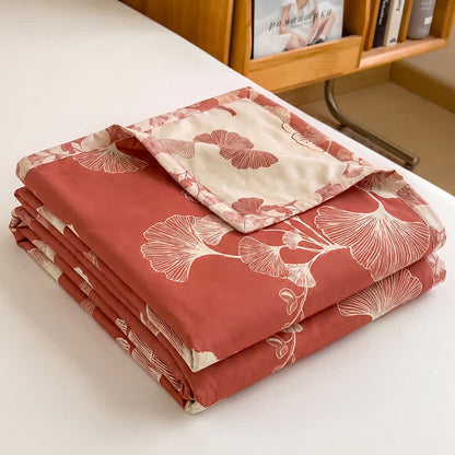 Ownkoti Red Ginkgo Leaf Cotton Bedspread Set - image 1