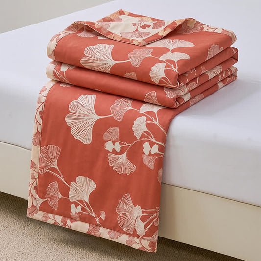 Ownkoti Red Ginkgo Leaf Cotton Bedspread Set - Red - Bedspread - King - image 0