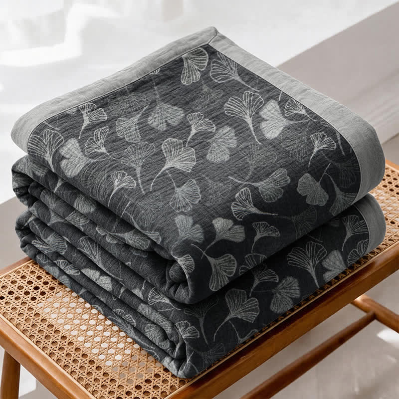 Ownkoti Grey‑Black Ginkgo Leaf Cotton Blanket - image 7