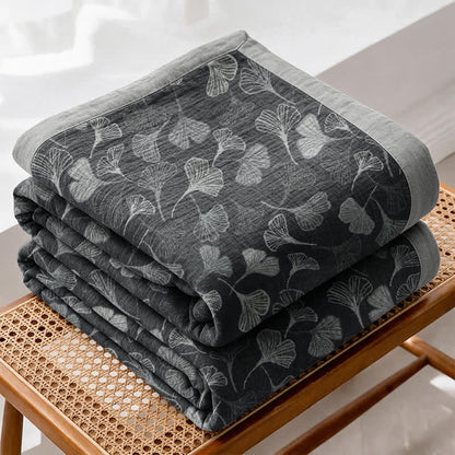 Ownkoti Grey‑Black Ginkgo Leaf Cotton Blanket - image 7