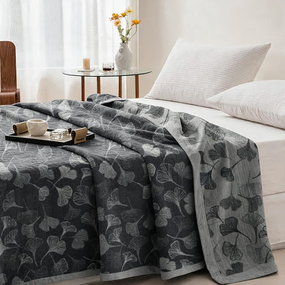 Ownkoti Grey‑Black Ginkgo Leaf Cotton Blanket - image 9