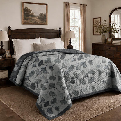 Ownkoti Grey‑Black Ginkgo Leaf Cotton Blanket - image 4