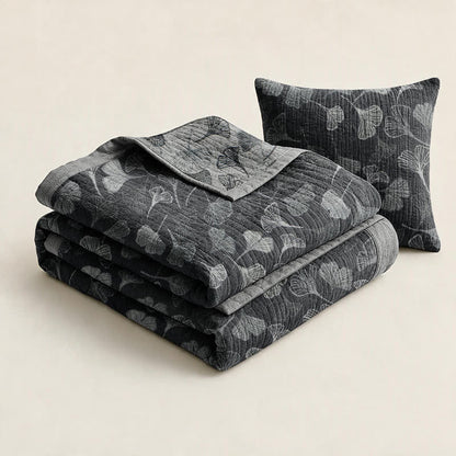 Ownkoti Grey‑Black Ginkgo Leaf Cotton Blanket - image 8
