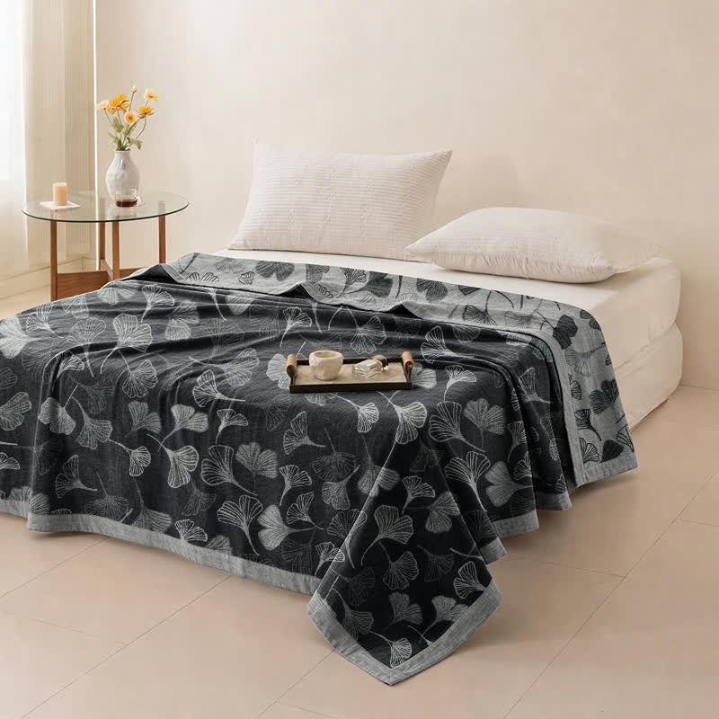 Ownkoti Grey‑Black Ginkgo Leaf Cotton Blanket - image 11