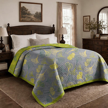Ownkoti Green‑Gray Ginkgo Leaf Cotton Blanket - image 10