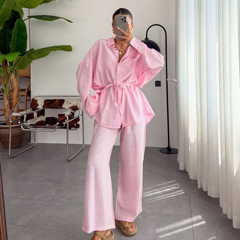 Ownkoti Solid Color Textured Crinkle Loungewear Set - image 5
