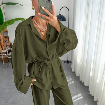 Ownkoti Solid Color Textured Crinkle Loungewear Set - image 8