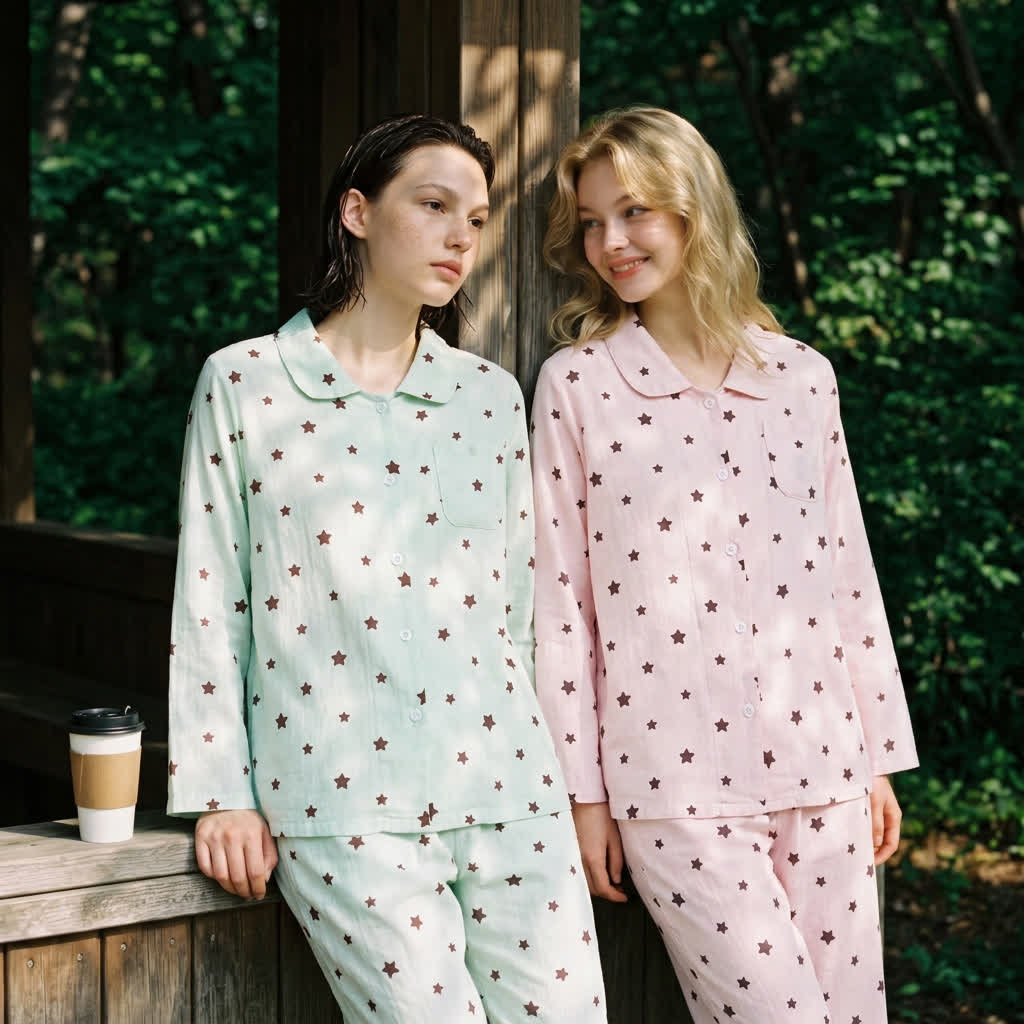 Ownkoti Pastel Star Cotton Long Sleeve Pajamas - image 3
