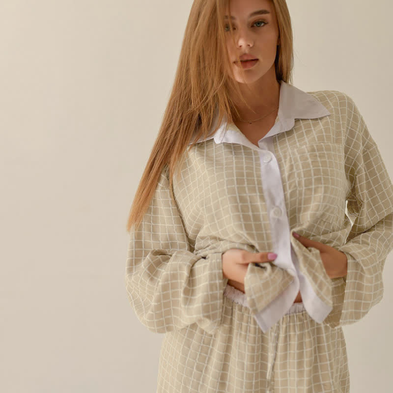 Ownkoti Minimal Resort Checked Loungewear Set - image 1