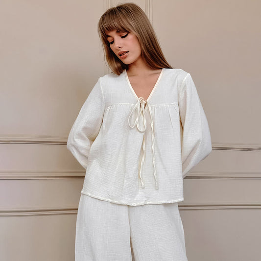 Ownkoti Casual Cotton Bow Front Lounge Set - image 0