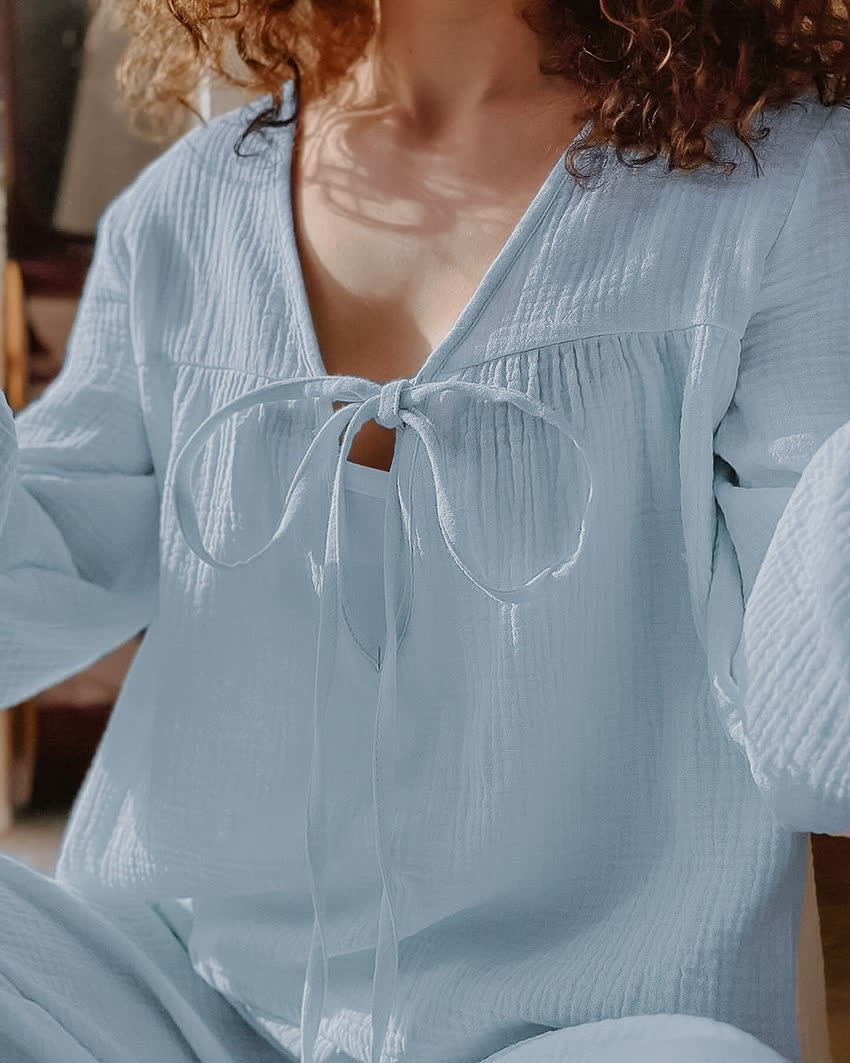 Ownkoti Casual Cotton Bow Front Lounge Set - image 13
