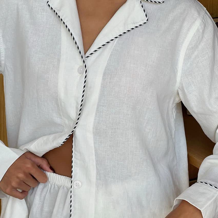 Ownkoti Minimal Cotton Contrast Trim Loungewear Set - image 6
