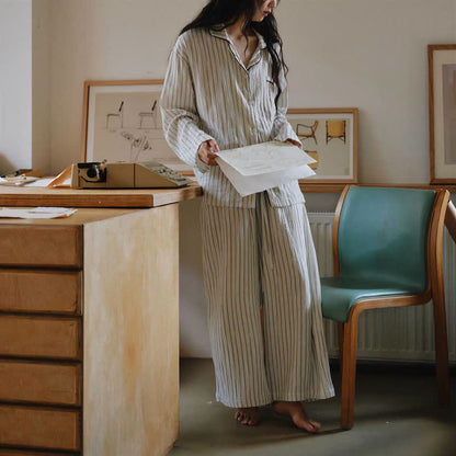 Ownkoti Relaxed Pinstripe Cotton Gauze Sleep Set - image 3